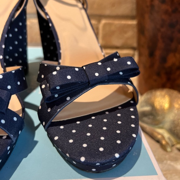 Draper James RSVP Averie, open toe heels/sandals, 3.75" heel, navy&white new - Picture 7 of 11